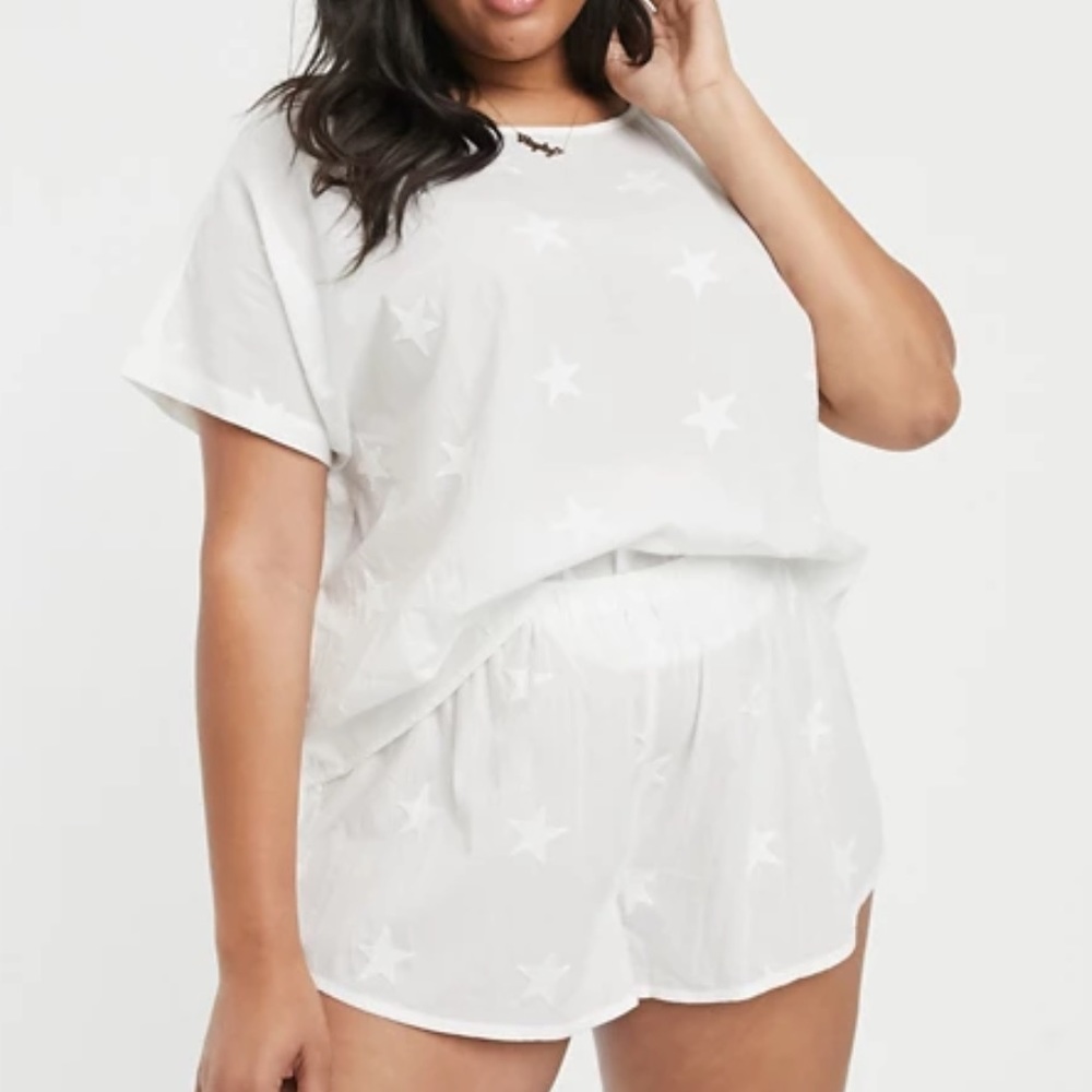 ASOS Curve Embroidered Star Pajama Set Size 22